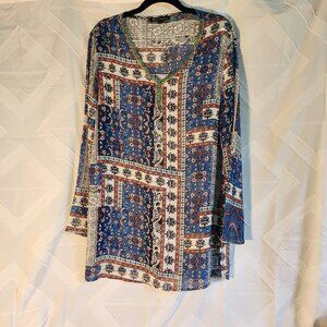 Mechant L Multicolor Long Sleeve Flowy Beaded Top